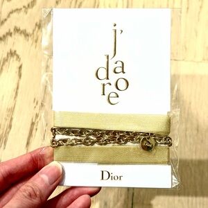 DIOR J’dore Gold Chain Bracelet Ribbon Headband